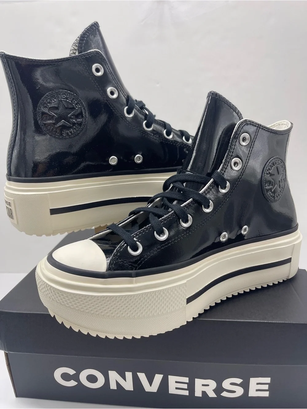 Converse A12977C CTAS LIFT DOUBLE STACK Hi Black/Egret/Black Platform Sneakers